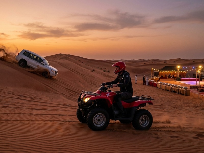 Evening desert safari combo with ATV ride and BBQ camp in Lahbab