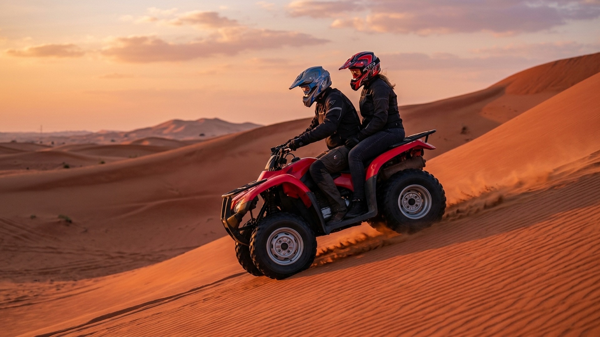 Double seater quad climbing red dune