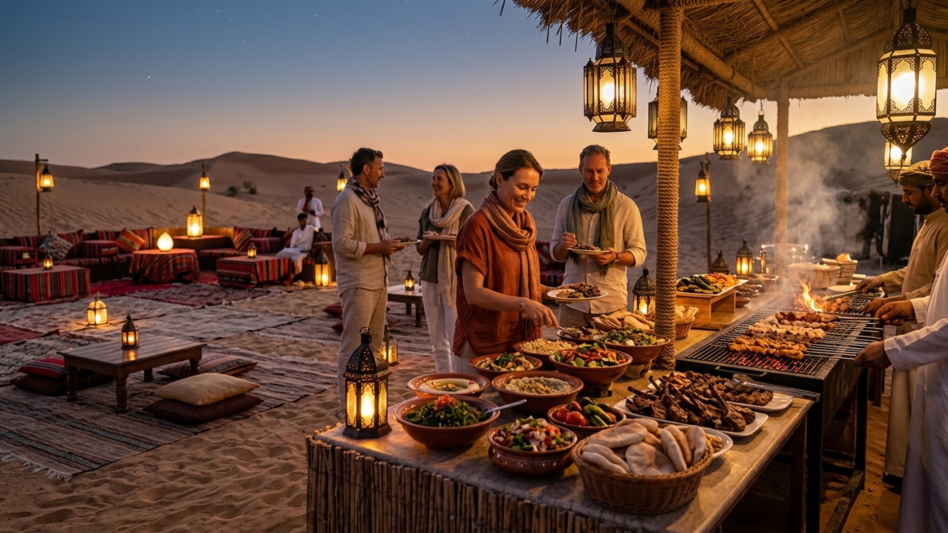 Bedouin BBQ buffet at desert camp
