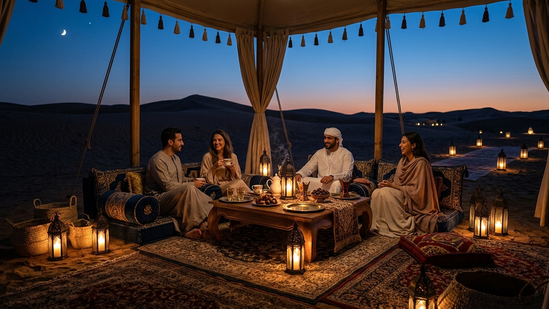 Private majlis setup under stars