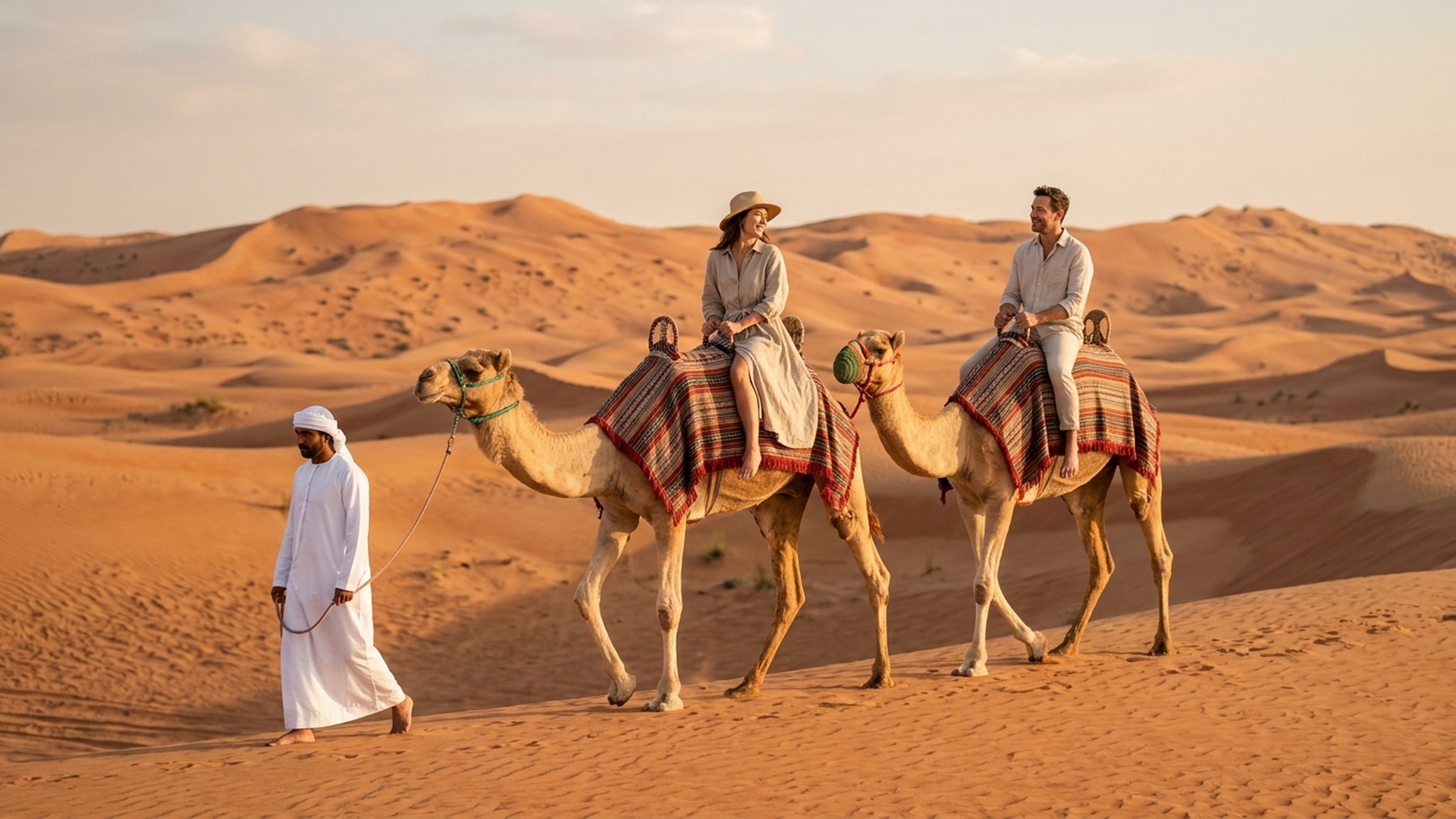 Extended private camel ride at Bedouin camp during morning desert safari