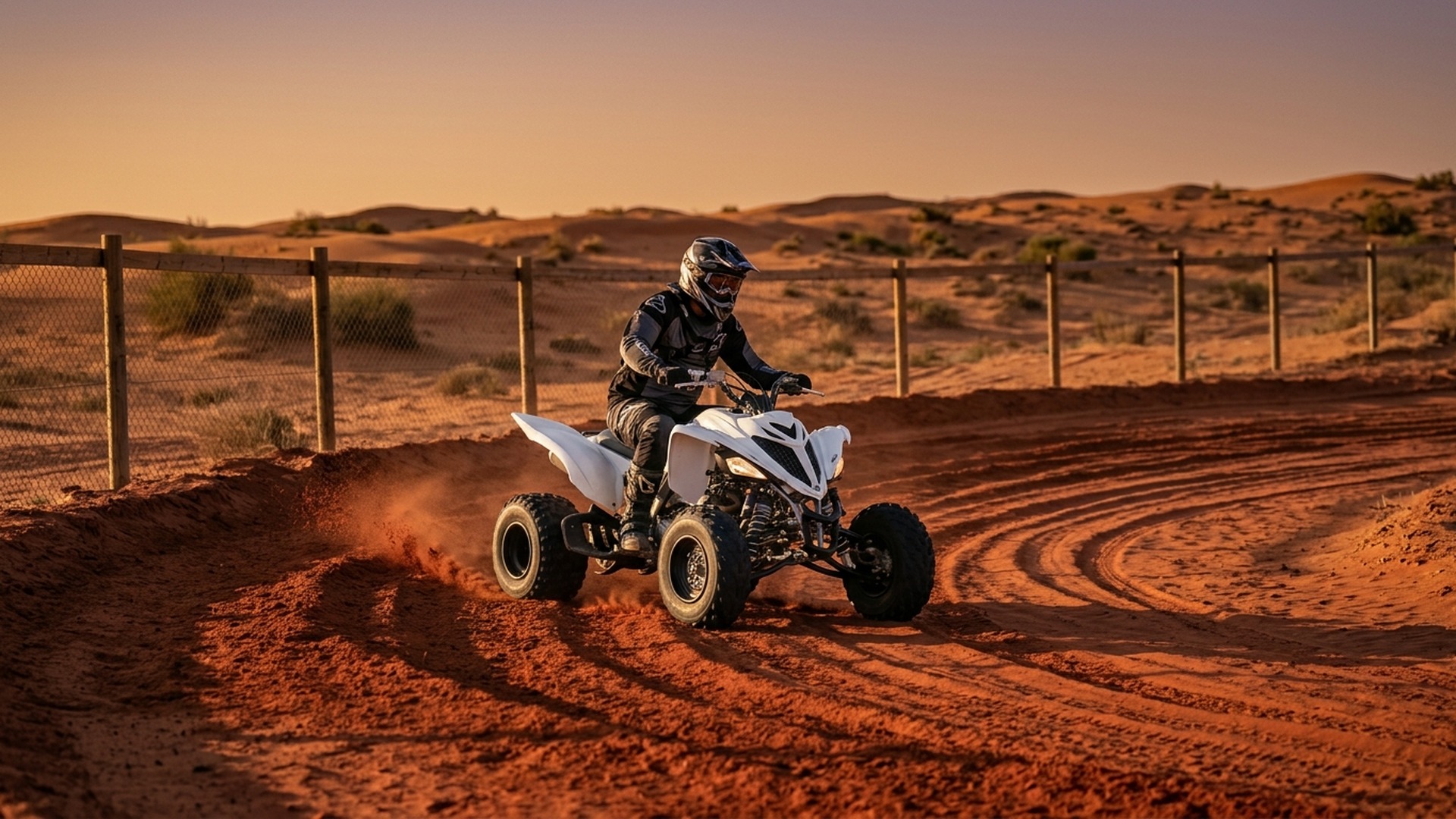 SHARMAX quad tracks on red sand